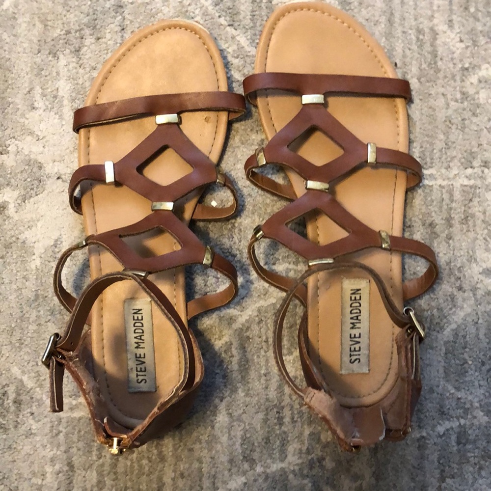 Steve Madden Size 8 Brown Strappy Gladiator Sandals